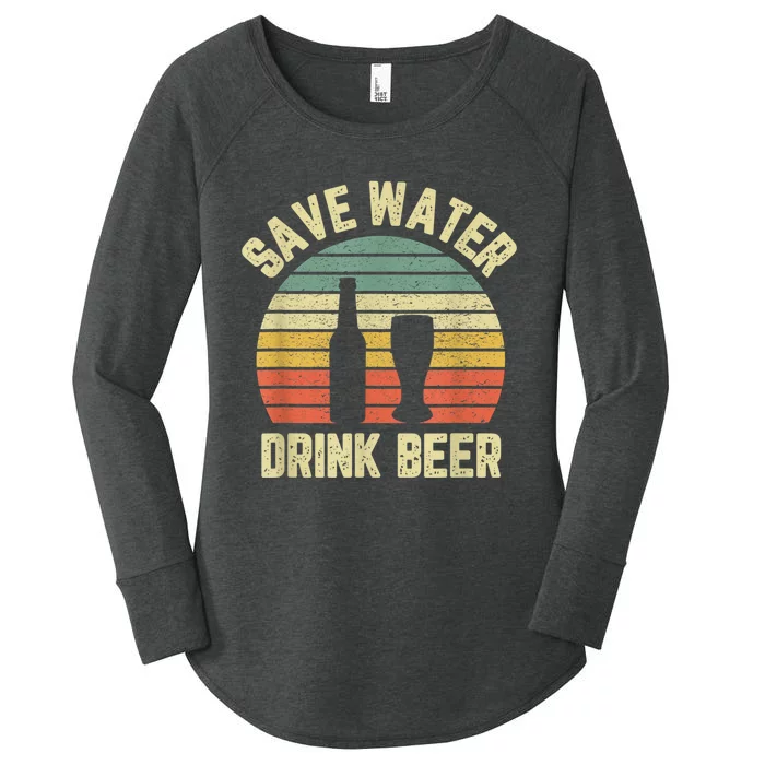 Save Water Drink Beer Retro Funny Beer Women's Perfect Tri Tunic Long Sleeve Shirt