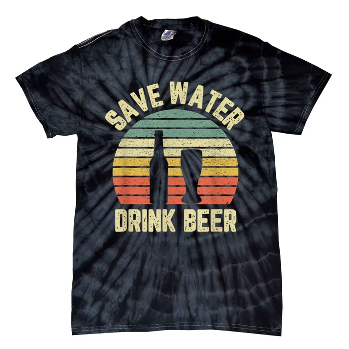 Save Water Drink Beer Retro Funny Beer Tie-Dye T-Shirt