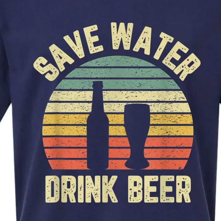 Save Water Drink Beer Retro Funny Beer Sueded Cloud Jersey T-Shirt