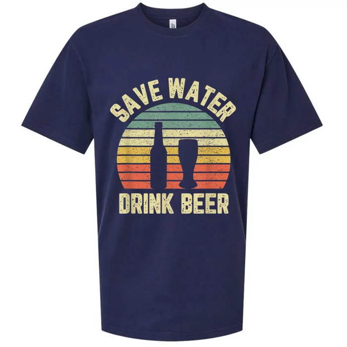 Save Water Drink Beer Retro Funny Beer Sueded Cloud Jersey T-Shirt