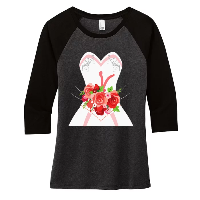 Simple Wedding Dress For Bridal Showers Gift Women's Tri-Blend 3/4-Sleeve Raglan Shirt