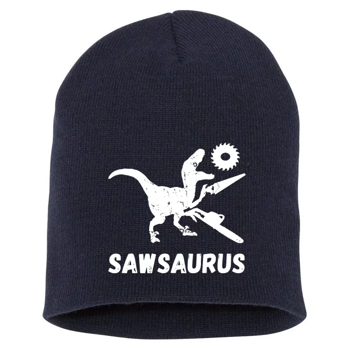 Sawsaurus Woodworker Dinosaurs Carpentry Trex Chainsaw Short Acrylic Beanie