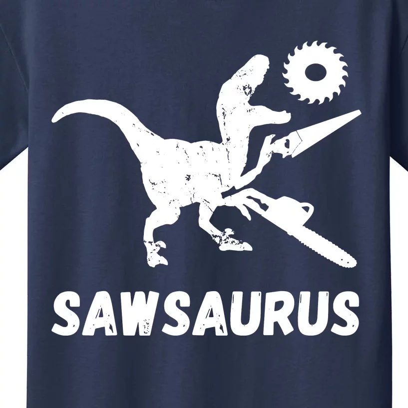 Sawsaurus Woodworker Dinosaurs Carpentry Trex Chainsaw Kids T-Shirt