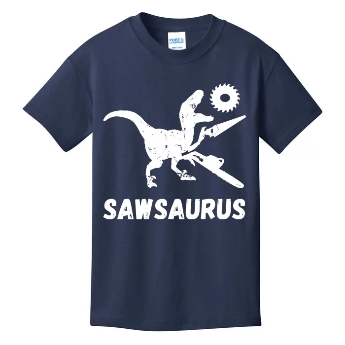 Sawsaurus Woodworker Dinosaurs Carpentry Trex Chainsaw Kids T-Shirt