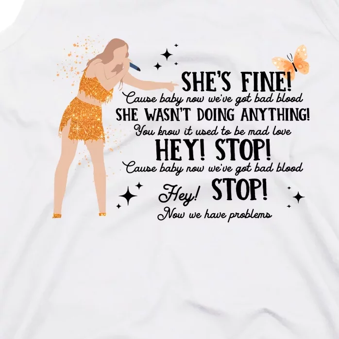 She Wasnt Doing Anything Shes Fine Eras Tour Bad Blood Version Tank Top