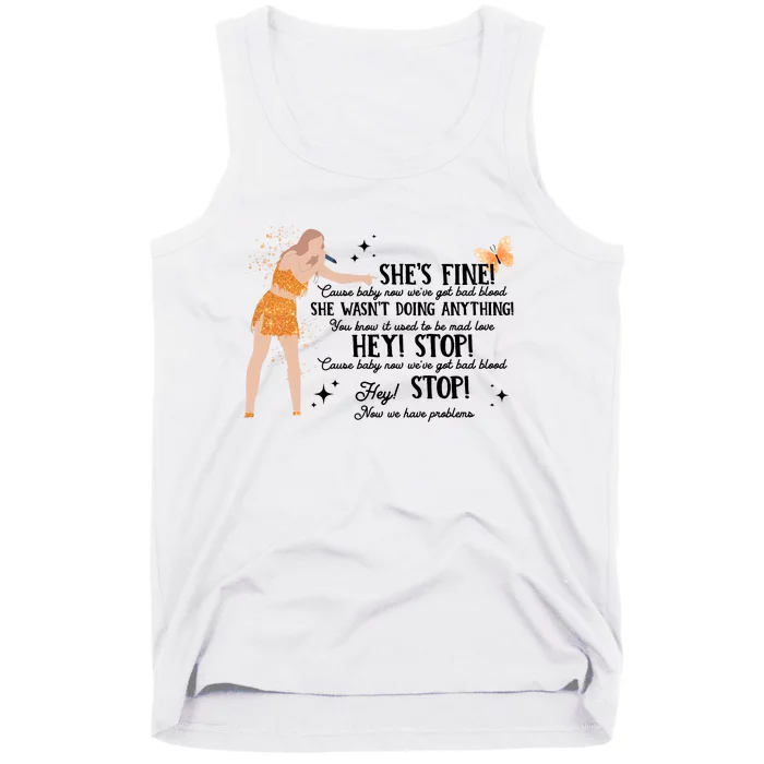 She Wasnt Doing Anything Shes Fine Eras Tour Bad Blood Version Tank Top