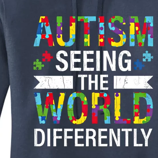 Seeing World Differently Autism Awareness Autistic Graphic Gift Women's Pullover Hoodie