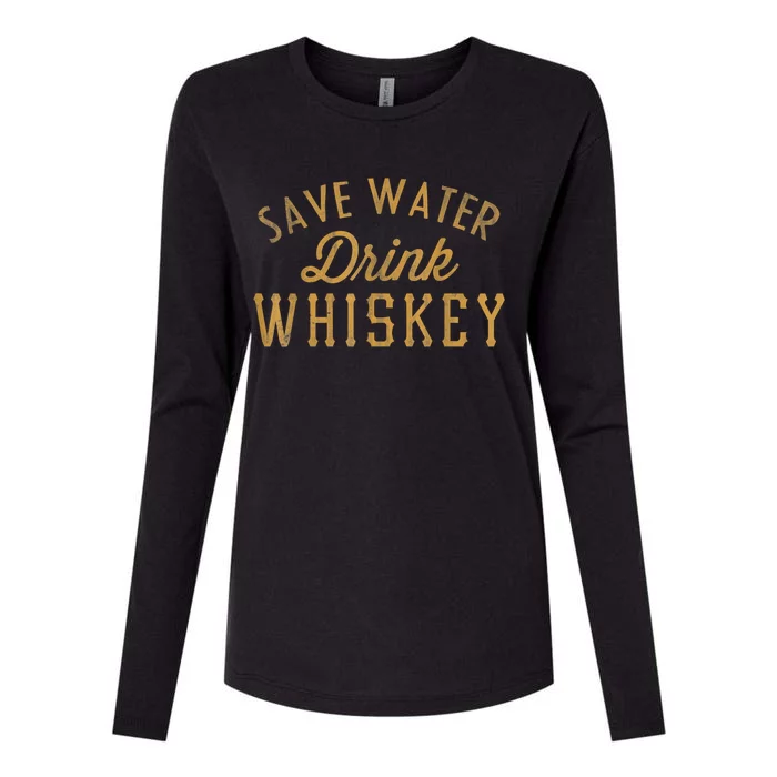 Save Water Drink Whiskey Vintage Womens Cotton Relaxed Long Sleeve T-Shirt