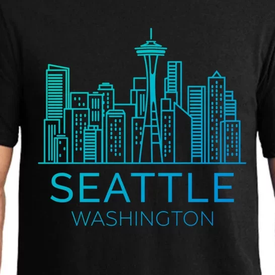 Seattle Washington Downtown Skyline Funny Gift Souvenir Funny Gift Pajama Set