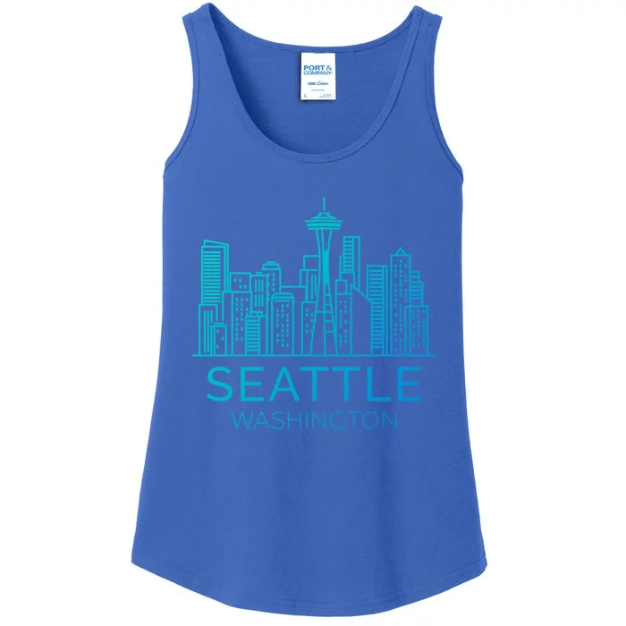 Seattle Washington Downtown Skyline Funny Gift Souvenir Funny Gift Ladies Essential Tank