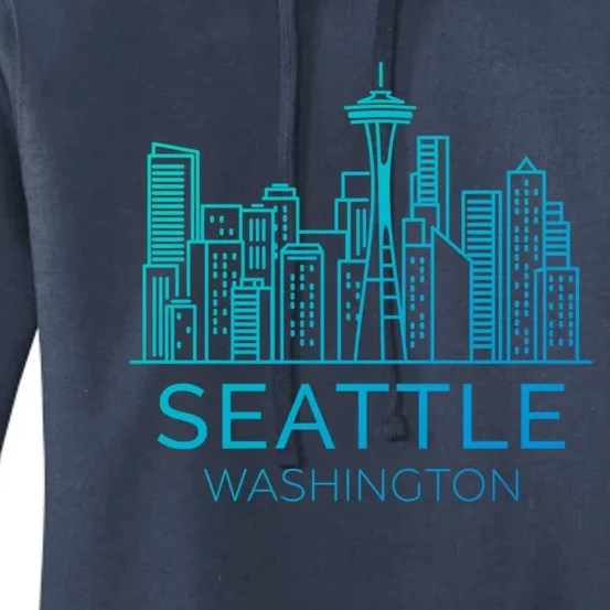 Seattle Washington Downtown Skyline Funny Gift Souvenir Funny Gift Women's Pullover Hoodie