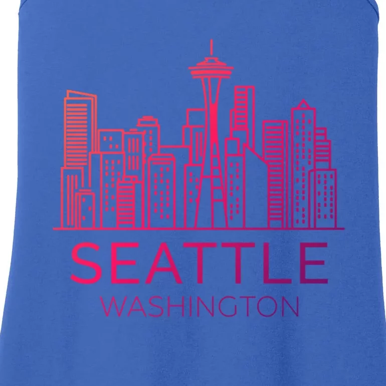 Seattle Washington Downtown Skyline Funny Gift Souvenir Funny Gift Ladies Essential Tank