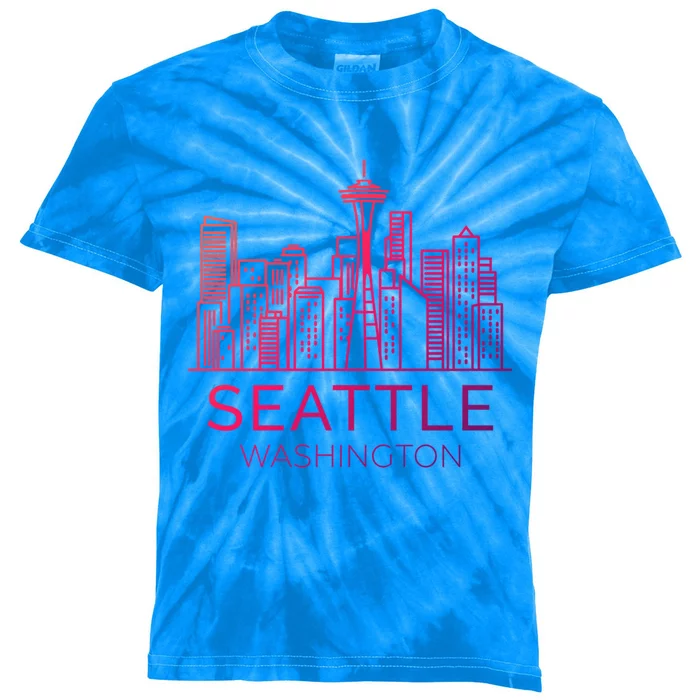 Seattle Washington Downtown Skyline Funny Gift Souvenir Funny Gift Kids Tie-Dye T-Shirt