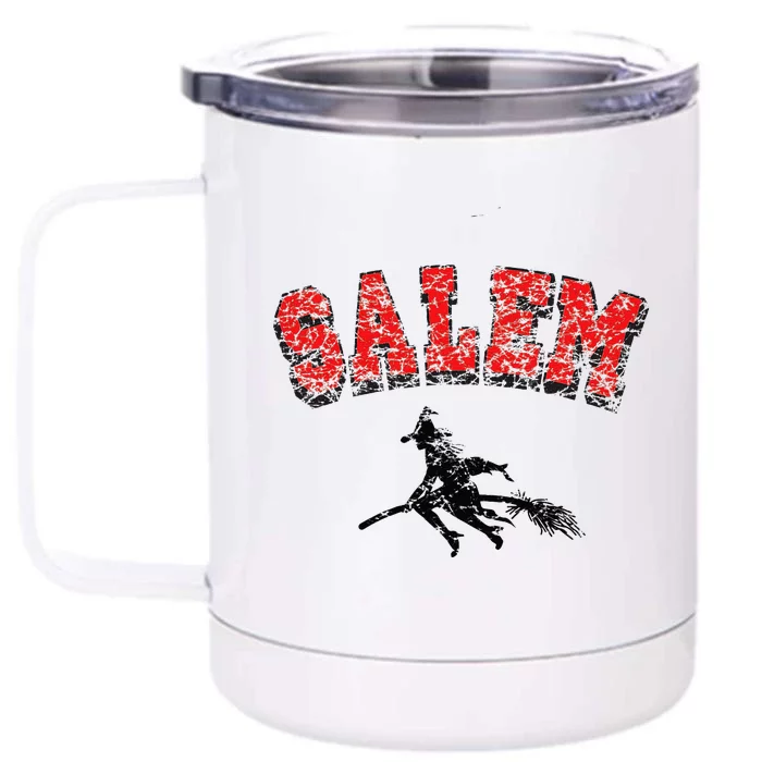 Salem Witches Design Funny Retro Vintage Halloween Front & Back 12oz Stainless Steel Tumbler Cup