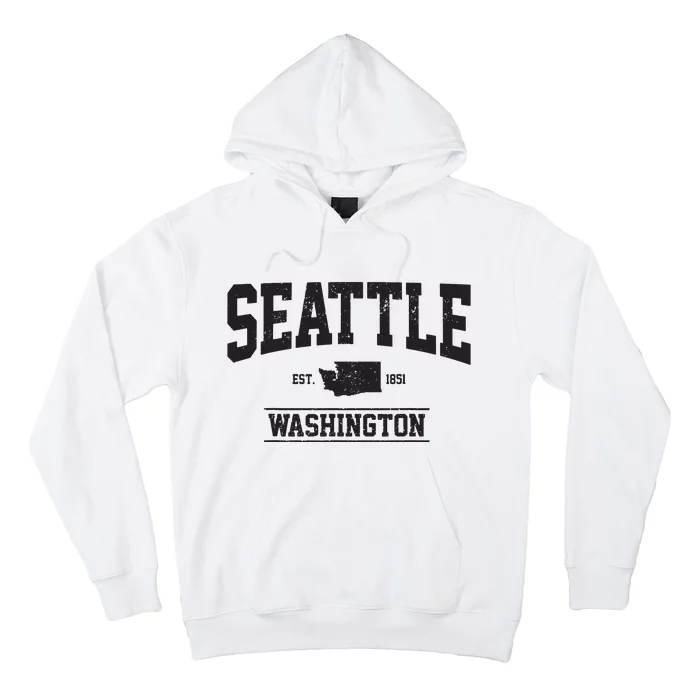 Seattle Washington Est 1851 State Map Souvenir Gift Hoodie