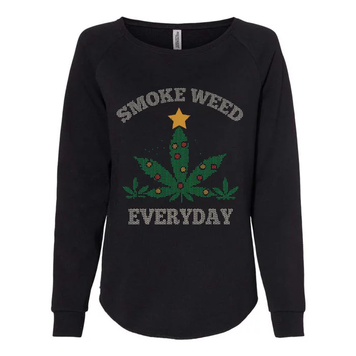 Smoke Weed Everyday Christmas Cannabis Weed Womens California Wash Sweatshirt