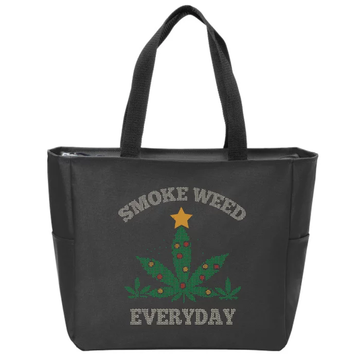 Smoke Weed Everyday Christmas Cannabis Weed Zip Tote Bag