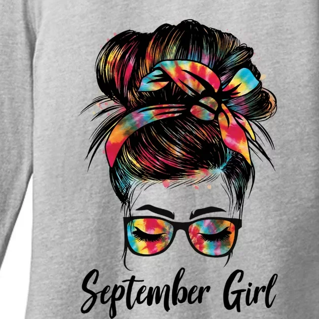 September Wink Eye Face Was Born In September Tie Dye Gift Womens CVC Long Sleeve Shirt