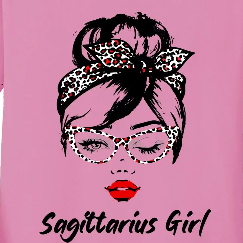 Sagittarius Wink Eye Face Wink Eyes Lady Birthday Gift Kids Long Sleeve Shirt