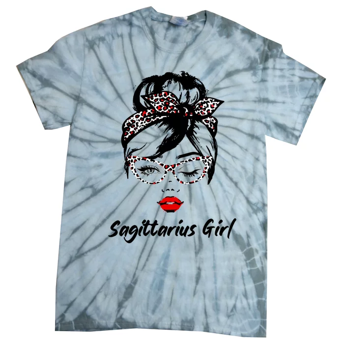 Sagittarius Wink Eye Face Wink Eyes Lady Birthday Gift Tie-Dye T-Shirt