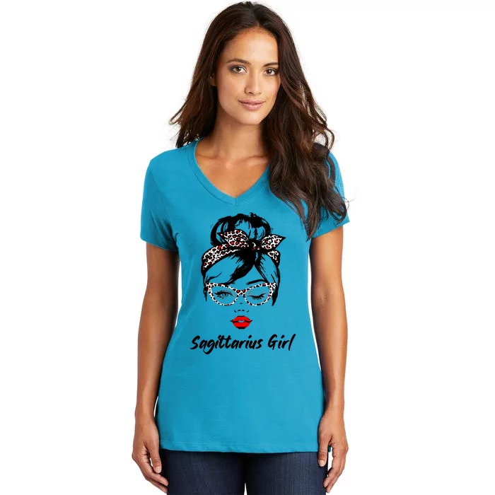 Sagittarius Wink Eye Face Wink Eyes Lady Birthday Gift Women's V-Neck T-Shirt