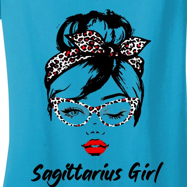 Sagittarius Wink Eye Face Wink Eyes Lady Birthday Gift Women's V-Neck T-Shirt