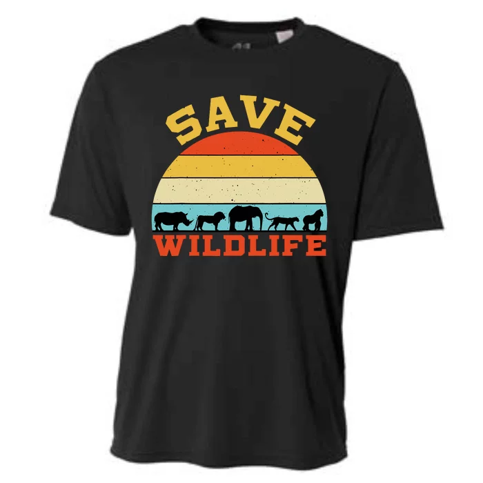 Save Wildlife Endangered Rhino Lion Elephant Tiger Gorilla Cooling Performance Crew T-Shirt