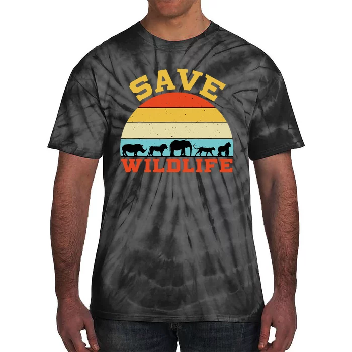 Save Wildlife Endangered Rhino Lion Elephant Tiger Gorilla Tie-Dye T-Shirt