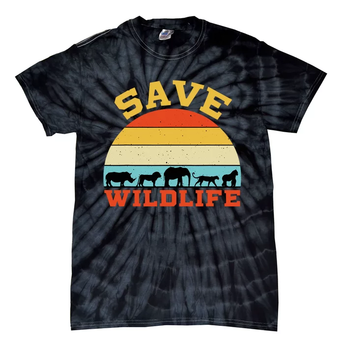 Save Wildlife Endangered Rhino Lion Elephant Tiger Gorilla Tie-Dye T-Shirt