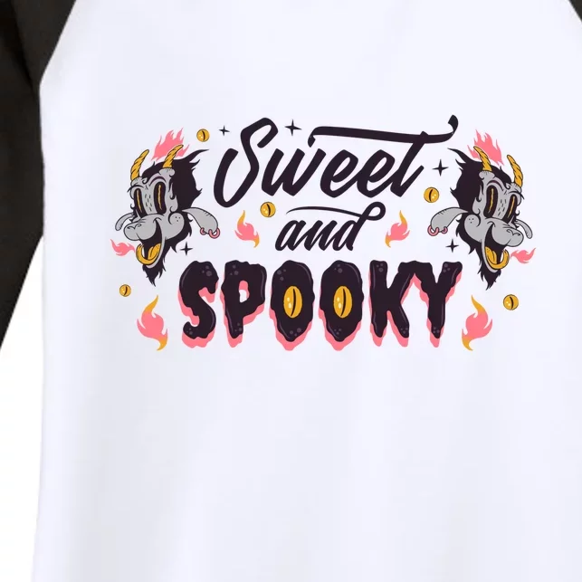 Sweet And Spooky Creepy Women's Tri-Blend 3/4-Sleeve Raglan Shirt