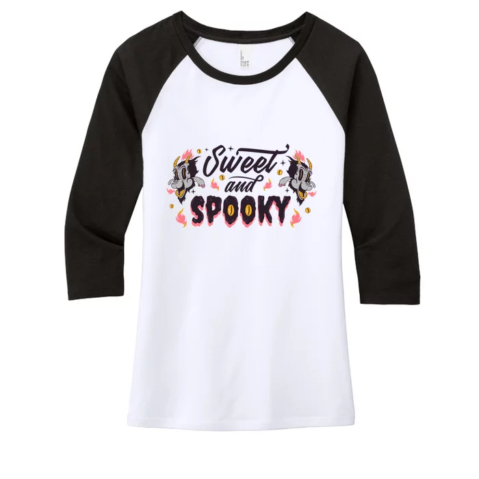 Sweet And Spooky Creepy Women's Tri-Blend 3/4-Sleeve Raglan Shirt