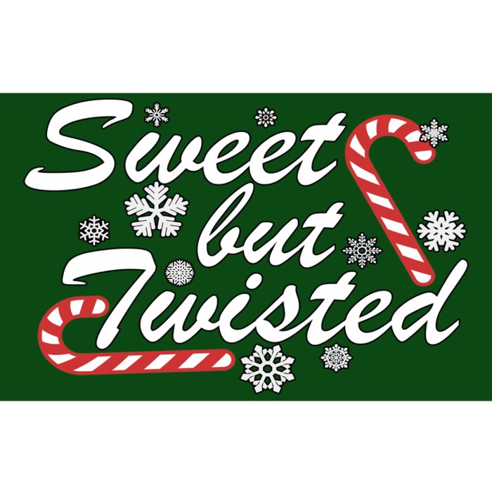 Sweet But Twisted Funny Candy Cane Christmas Bumper Sticker