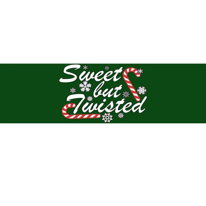 Sweet But Twisted Funny Candy Cane Christmas Bumper Sticker