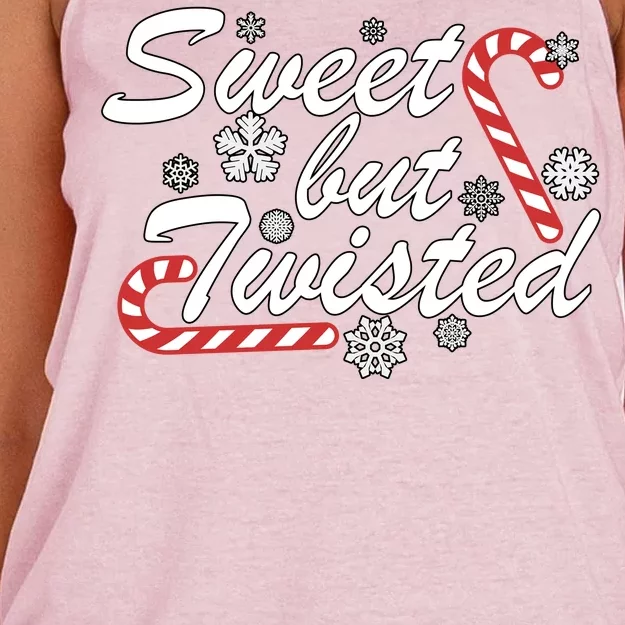 Sweet But Twisted Funny Candy Cane Christmas Women's Knotted Racerback Tank