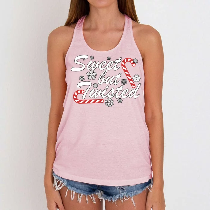 Sweet But Twisted Funny Candy Cane Christmas Women's Knotted Racerback Tank