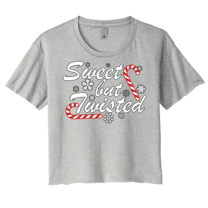 Sweet But Twisted Funny Candy Cane Christmas Women's Crop Top Tee