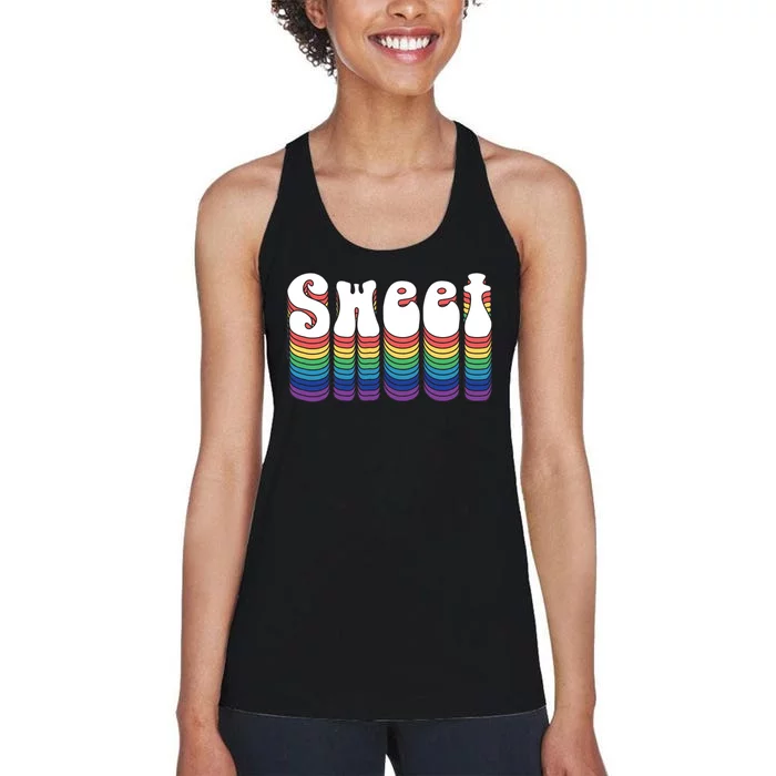 Sweet Groovy Retro 70's Style Women's Racerback Tank