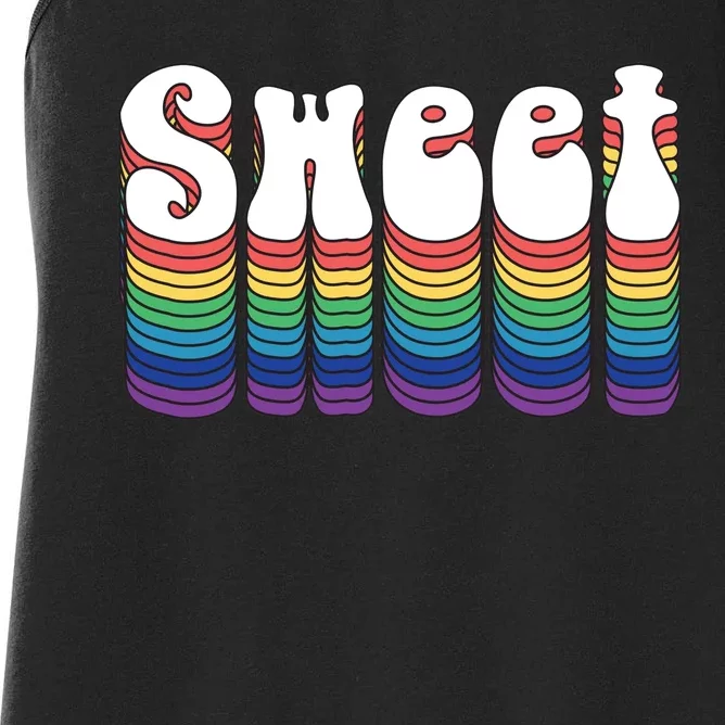 Sweet Groovy Retro 70's Style Women's Racerback Tank