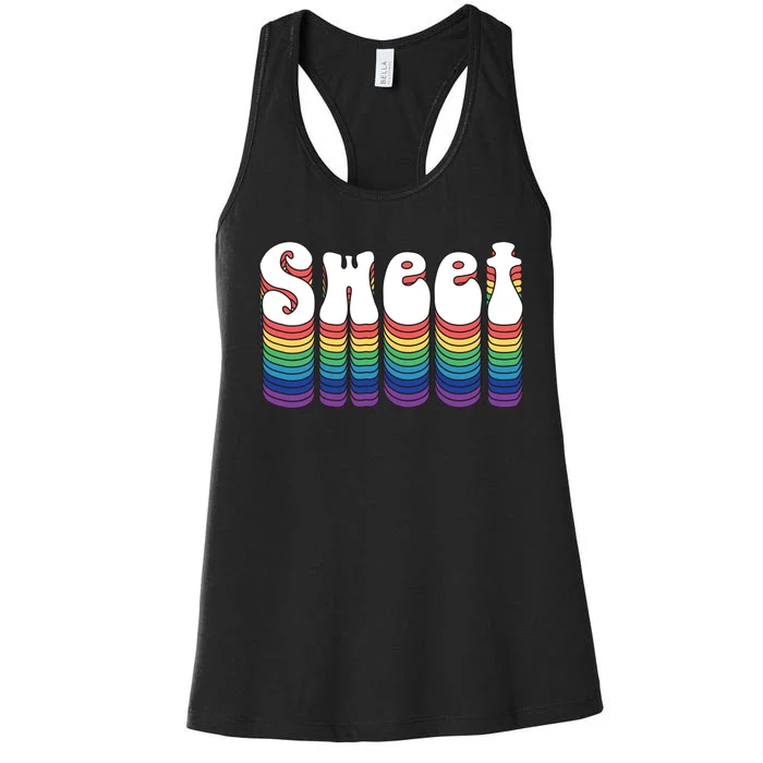 Sweet Groovy Retro 70's Style Women's Racerback Tank