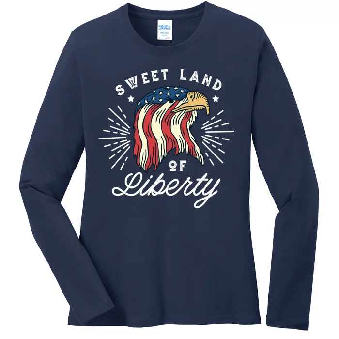 Sweet Land Of Liberty Eagle Ladies Long Sleeve Shirt