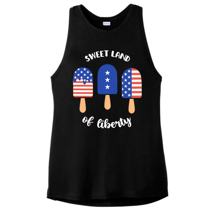 Sweet Land Of Liberty Ice Cream Pops Ladies Tri-Blend Wicking Tank