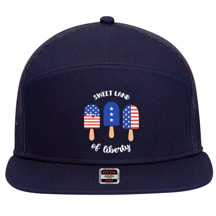 Sweet Land Of Liberty Ice Cream Pops 7 Panel Mesh Trucker Snapback Hat