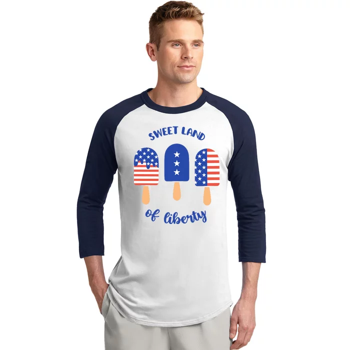 Sweet Land Of Liberty Ice Cream Pops Baseball Sleeve Shirt