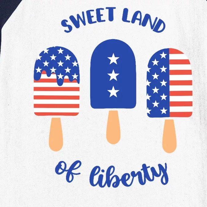 Sweet Land Of Liberty Ice Cream Pops Baseball Sleeve Shirt