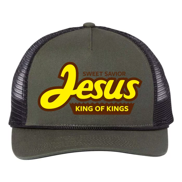 Sweet Savior Jesus King of Kings Retro Rope Trucker Hat Cap