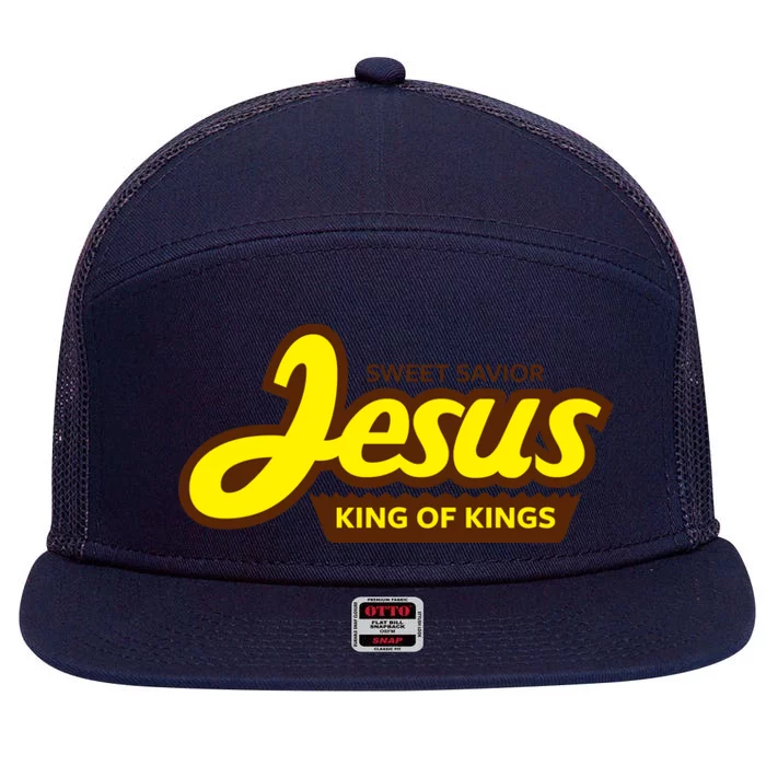 Sweet Savior Jesus King of Kings 7 Panel Mesh Trucker Snapback Hat