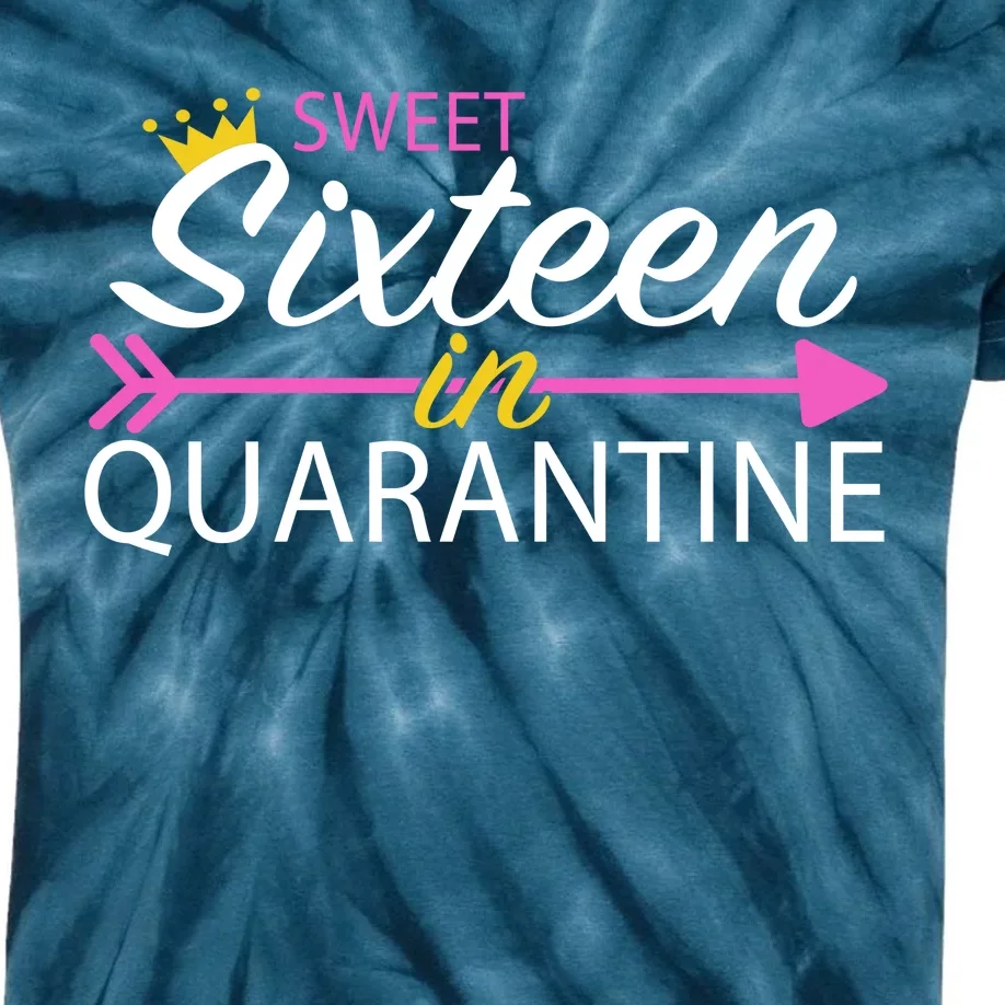 Sweet Sixteen In Quarantine Crown Arrow Kids Tie-Dye T-Shirt