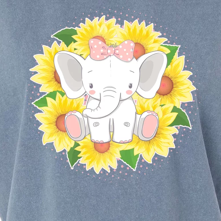 Sweet Sunflower Elephant Garment-Dyed Women's Muscle Tee