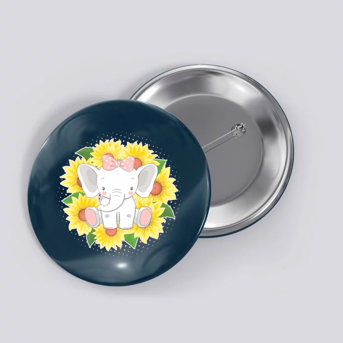 Sweet Sunflower Elephant Button