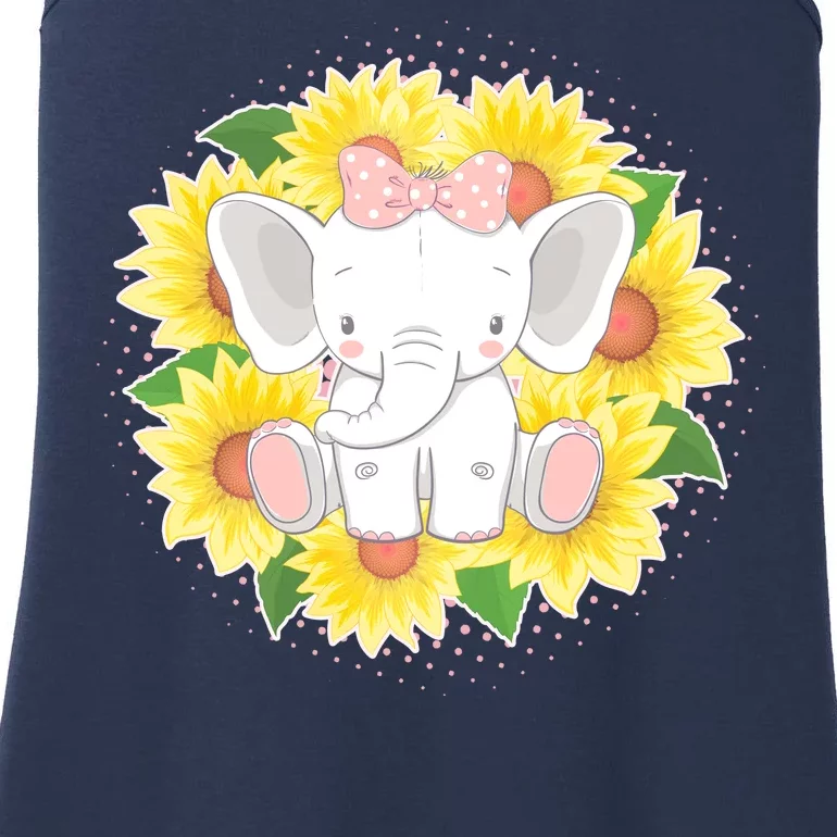 Sweet Sunflower Elephant Ladies Essential Tank